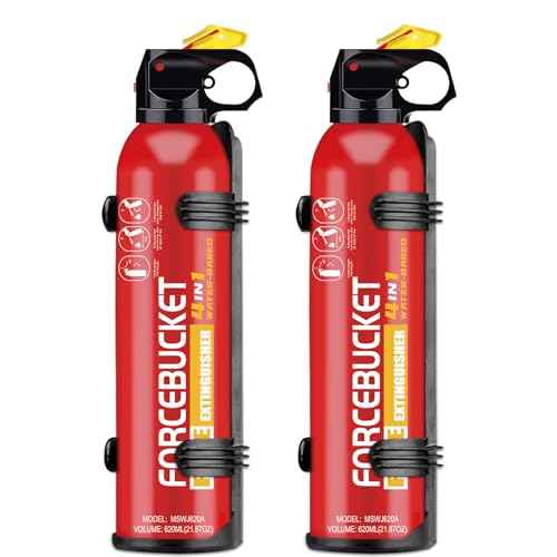 Portable Fire Extinguisher | 4-in-1 Small Fire Extinguisher for Home, Garage, Kitchen, Car | For Electric, Textile and Grease Fires | Non-Toxic, Easy Clean | Wall Mount Incl(2PK)