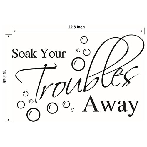 Lchen Soak Your Troubles Away Wall Sticker PVC Wall Decal Bathroom Background Decor Removable(Black)