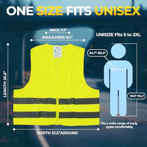 10 Pack Yellow Safety Vests, Bulk High Visibility Vest for Men / Woman(S-2XL), Adult Reflective Running Vest, Wholesale Work Vests For Construction,Running, Security,Cycling,Warehousing,Municipal