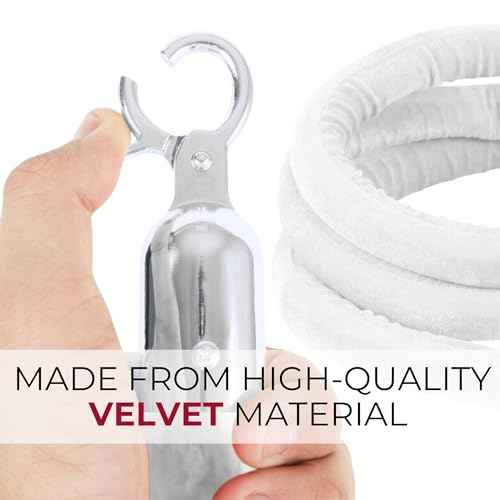 4PCS White Velvet Rope 5FT ? Soft Velvet Ropes with Silver Snap Ends Stanchion Set for VIP Rope Barrier Event Crowd Control