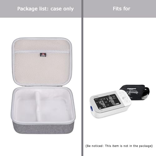 FBLFOBELI Hard Storage Case Compatible with OMRON Platinum BP5450/10 Series BP7450/Gold BP5350/7 Series BP7350 Blood Pressure Monitor with Upper Arm Cuff, Case Only (Grey)