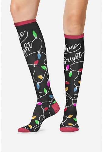 Cherokee Women's 10-15mmHg Compression Socks – Fun Print Knee Highs with Light Support, Soft Feel - PRINTSUPPORT