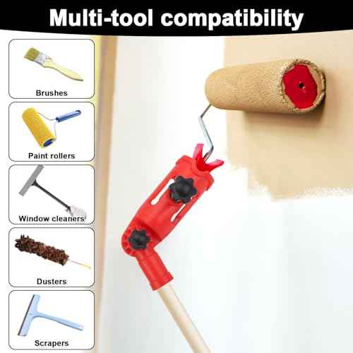 Multi-Angle Paint Brush Extender, Extension Pole Attachments for Paint Brushes and Rollers Edger Painting Tool Adaptor with Rotating Head for High Ceiling Walls Corners
