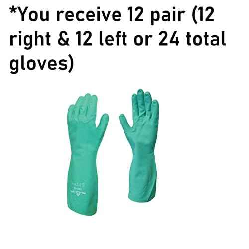 SHOWA 730 Nitrile Chemical Resistant Safety Glove with Cotton Flocked Liner, Food Safe, 15 Mil Thick, 13" Length, Small (12 Pair)