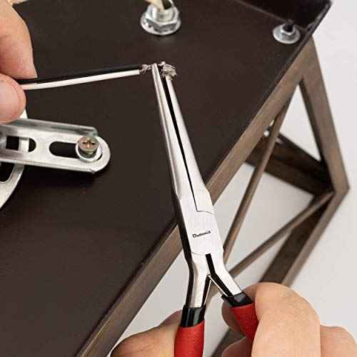 Needle Nose Pliers 6 Inch - Precision Pliers with Extra Long Tapering and Non-Serrated Jaws for Jewelry Making, Bending Wire and Small Object Gripping - Pack 1