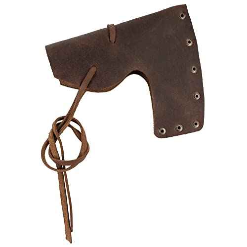 Riveted Axe Head Sheath with String, Protector Case, Blade Safety Sleeve, Lumberjack, Camping Accessories, Full Grain Leather, Handmade, Bourbon Brown
