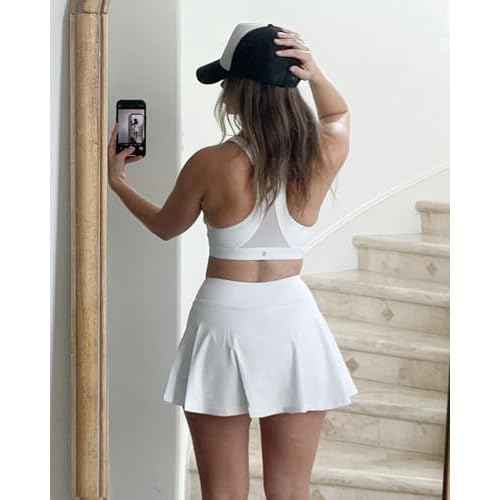 Stelle Women's Tennis Golf Skirts High Waisted with Pockets Inner Shorts for Athletic Skorts Sports Running Pickleball