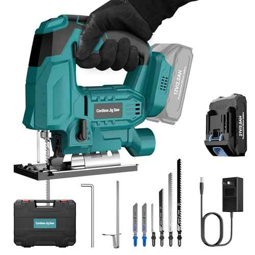 Cordless Jig Saw with Battery & Charger, Jigsaw Tool for Makita 18V Battery, with LED Light, Varible Speed, Bevel Angle (0¡Æ-45¡Æ), 3-Position Orbital Jig Saw for Wood PVC Metal Cutting