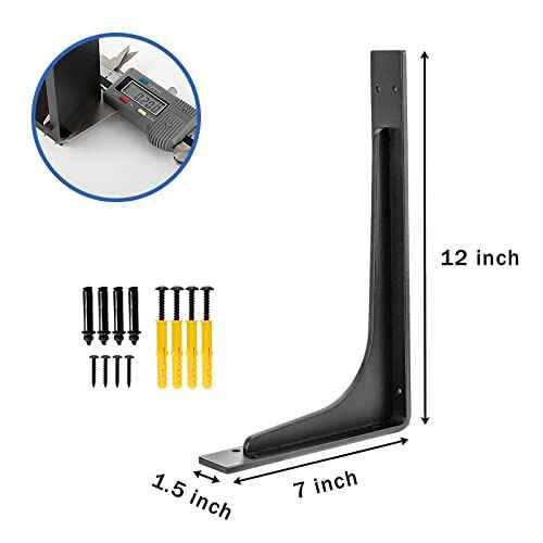 12inch x 7inch shelf brackets,L Shelf Brackets, die-cast formation, vertical Angle, premium alloy metal heavy duty shelf bracket, high strength Mounting Hardware Included, Corner Brace Joint,pack of 4