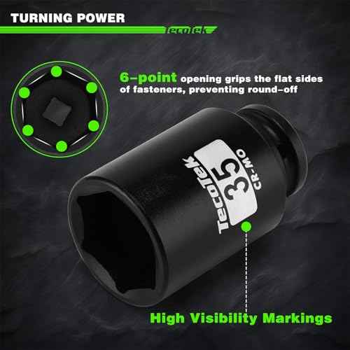 1/2" Drive Deep 6-Point Impact Socket Set, 11-Piece Deep Metric Spindle Axle Nut Impact Socket Set, Cr-Mo, 27mm - 41mm