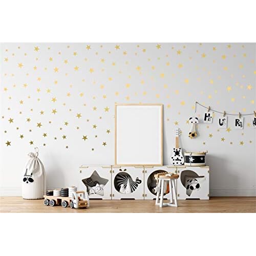Gold Stars Wall Decal Stickers Removable Home Decoration Easy to Peel Stick Painted Walls Metallic Vinyl Polka Decor Sticker for Baby Kids Nursery Bedroom (Pack of 166)