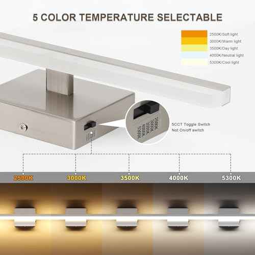 LED Modern Bathroom Light Fixtures 12W Brushed Nickel Vanity Lights Bar 5CCT Dimmable ixture Over Mirror Vanity Light for Bathroom Lighting 15.7 inch ETL Certificated