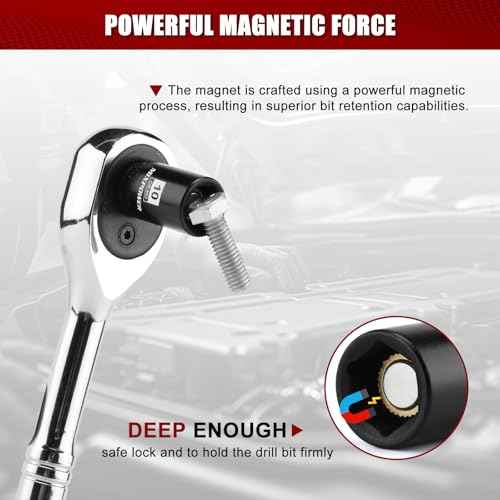 MIXPOWER 1/4" Drive Shallow Magnetic Impact Socket, 6 Point, 10mm, Metric, CR-MO