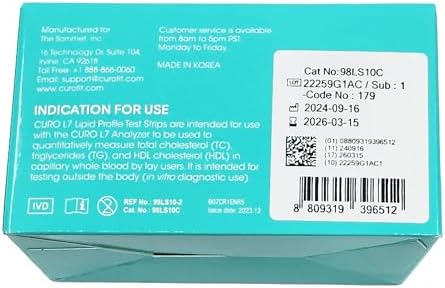 CURO L7 - Cholesterol Multi Test Strips : Included 10 Strips (Device in NOT Included) 10 Qty (TC, TG, HDL & LDL)