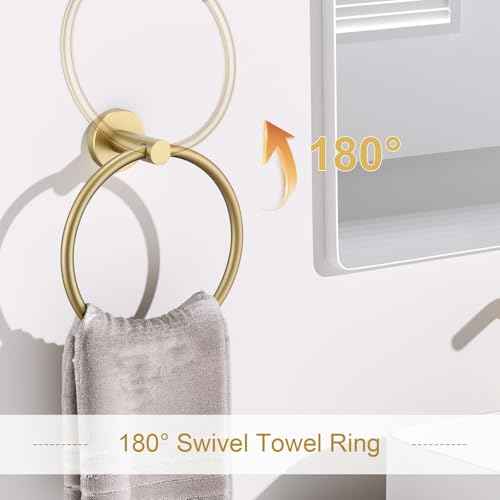 Brushed Gold Bathroom Hardware Set, 5 Pieces Gold Towel Bar Bathroom Accessories, Upgraded Toilet Paper Holder with Shelf Set, 23.6 Inch Towel Rack Towel Holder for Bathroom Wall
