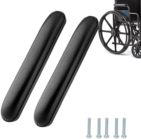 Full Length Padded Armrest Black 13-7/8" Long Wheelchair and Transport Chair arm Cushions, Black (1 Pair) Compatible with All Brands(13-7/8")