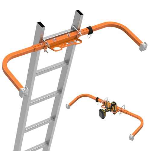 Aluminum Ladder Stabilizer for Roof Gutter Cleaning with Tool Tray, Heavy Duty Extended Ladder Accessories, Ladder Stand-Off Wing Span with Non-Slip Rubber Bottom Pad