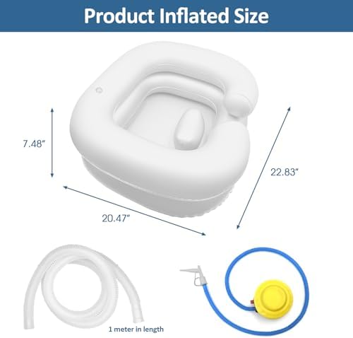 Inflatable Shampoo Basin, Portable Hair Washing Bowl for Bedridden, Disabled, Injured, Elderly, Shampoo Bowl for Dreadlocks and Home Hair Washing Sink (White)