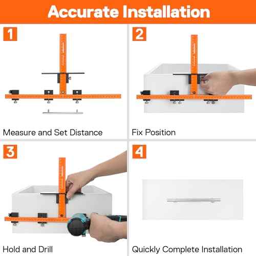 JORGENSEN Cabinet Hardware Jig Tool - Aluminum Alloy & Double Scale Cabinet Handle Jig Template, Professional for Installing Door Drawer Front Knobs Handles & Pulls with 5mm Alignment Drilled Hole