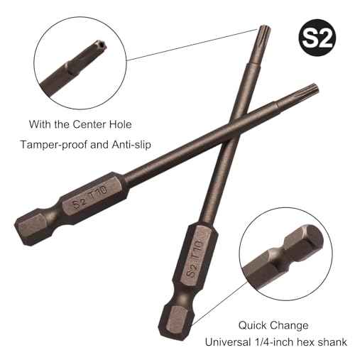 10Pcs Magnetic Torx Head Screw Driver Bits 75mm/3inch Long 1/4inch Hex Shank Security Tamper Proof Magnetic Torx Bit T10