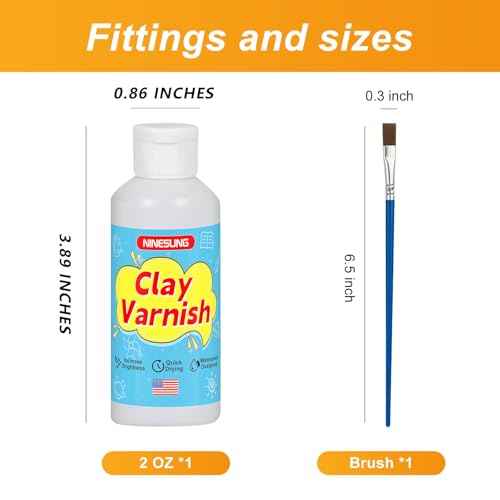 Clay Varnish, Air Dry Glaze, Sculpture Sealant, Glossy Varnish for Polymer or Air Hardening Clay, Clear Gloss With Brush (Clear, 2 oz)