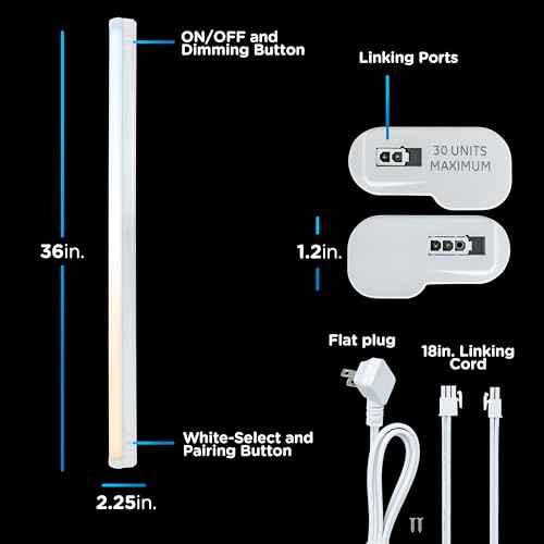 Enbrighten 36 inch Plug-in Under Cabinet Lights, 2386 Lumens, Five White Settings from (2700K-6500K), Full Range Dimmable, One-Touch Sync Control, Linkable Under Counter Lights for Kitchen 82788-T1