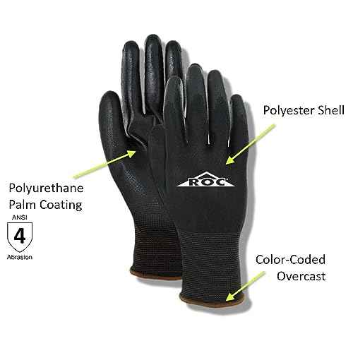 MAGID ROC Lightweight Polyurethane Palm Coated Work Gloves, 12 Pairs, BP169