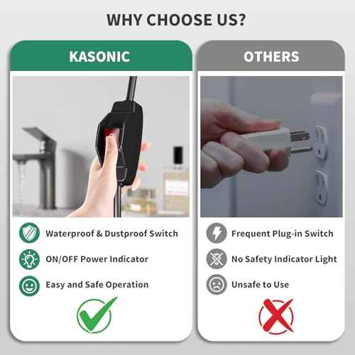 KASONIC 3 Prong Extension Cord with Switch, 1625W 13A Grounded Outlets with Safety Cover, 14/3 SJTW Cable On Off Waterproof Switch for Indoor Outdoor Use (100 FT)