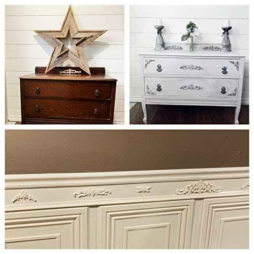 MUXSAM 1Pc Wood Carved Onlay Applique Unpainted Rose Flower Center Frame Decal for Furniture Door Cabinet Bed Home Decor European Style