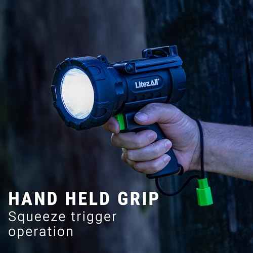 LitezAll ULTAC3 Rechargeable Spotlight ? 1000 Lumen Hand Held Spot Light with Adjustable Stand, USB-C Charging, IPX7 Weather Resistant, 3 Modes ? Spot Light Handheld