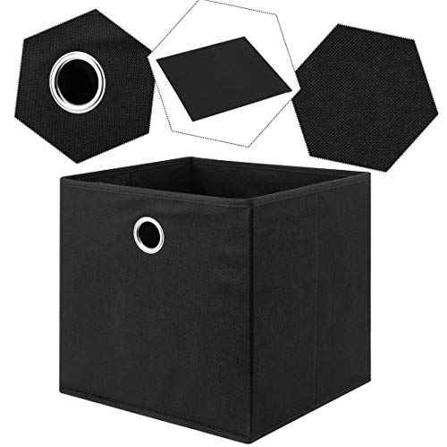 i BKGOO Foldable Storage Cube Drawer Bins Collapsible Fabric Storage Boxes with Round Metal Grommets for Organizing Shelf Nursery Home Closet 4Pack&6Pack 11x11x11 inch (6 Pack Black, 11x11x11 inch)