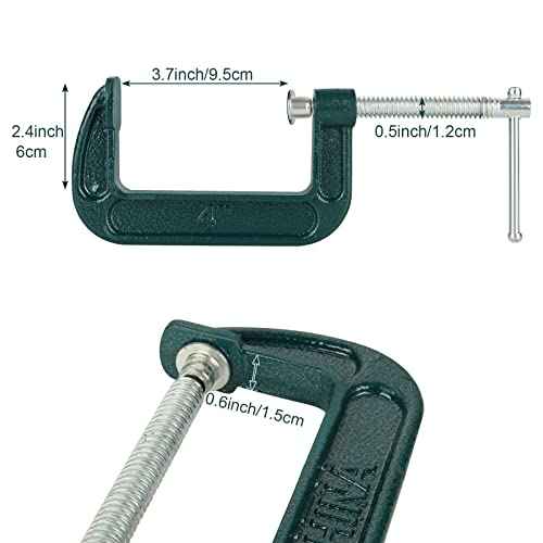 6 Piece 4 Inch C-Clamp Set - Industrial Strength, Quality Iron C Clamps for Woodworking, Welding, and Building(Green)