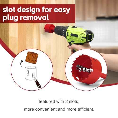 1-3/4 Inch Hole Saw for Wood, 45mm HSS BI-Metal Hole Saw for Recessed Lighting, 30mm Cutting Depth Hole Cutter with Hex Shank Drill Bit Adapter for Cornhole Boards Plastic Drywall Fiberboard, Red