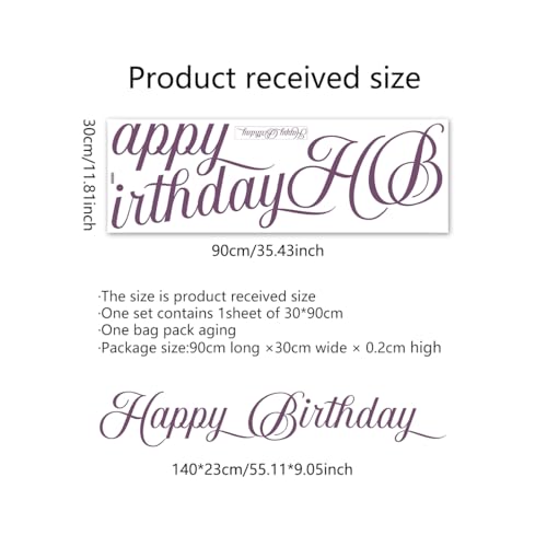 Happy Birthday Decal - Purple Happy Birthday Sign for Balloons Arch,Party Decor
