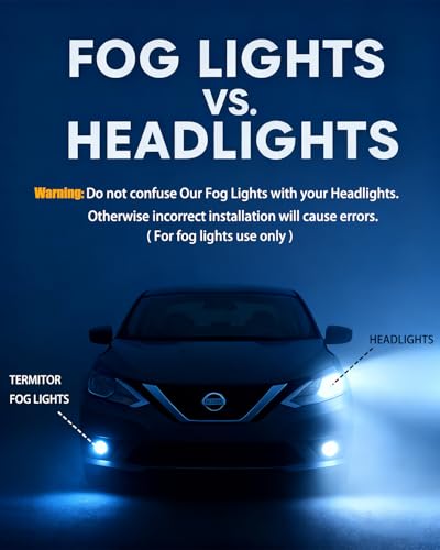 Termitor H11/H9/H8 Bulbs, 50,000LM 10X Ultra-Brightness, Real 1:1 Halogen Mini Size, 6500K Cool White H11 Fog Light Conversion Kits, 10-Year Extended Lifespan, Plug and Play, Pack of 2
