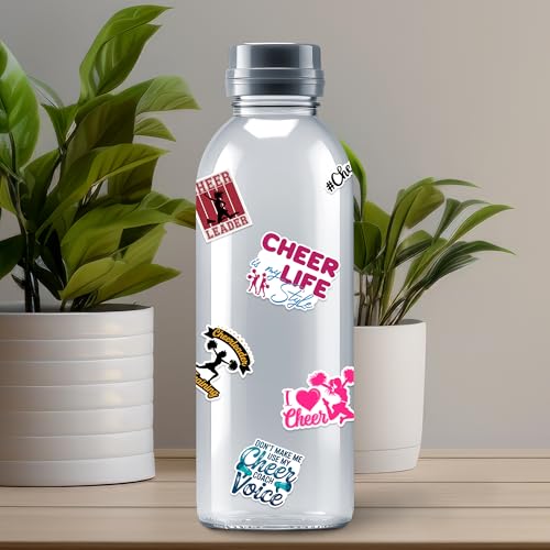 Cheerleader Stickers 50 Pieces Vinyl Waterproof Decal for Laptop Water Bottle Phone Car Window Guitar Stakeboard Scrapbook Sticker Cheerleading Gifts