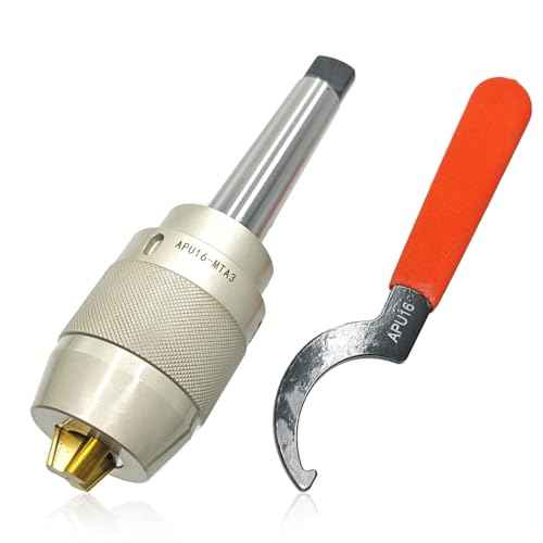 MT3 Keyless Drill Chuck, 1/8" - 5/8" (3-16mm), Titanium Coated Jaws, Integral Shank, APU16 Spanner Wrench, Heavy Duty Self-Tightening Drill Chuck
