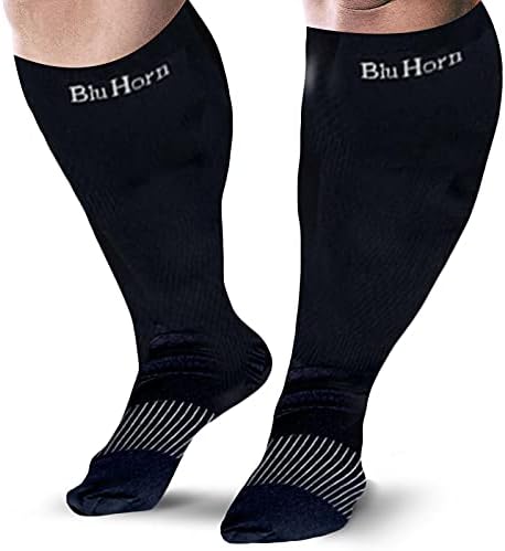 Knee High Compression Socks 15 To 20 mmHg For Everyday Use Improves Blood Circulation, Relieves Pain & Swelling SIze 7X Large, Black 1 Pair