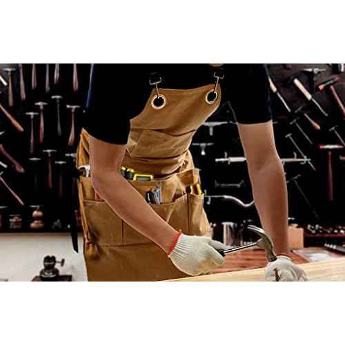 Woodworking Apron for Men Canvas Work Shop Aprons Waterproof with Tool Pockets for Woodworkers Carpenters