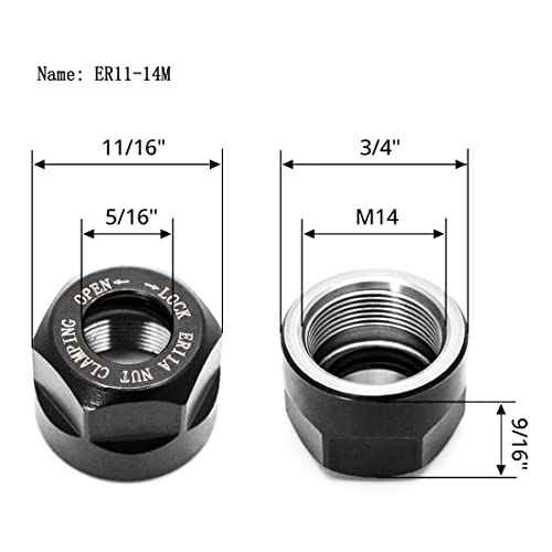 Luo Ke ER11 Spring Collet Nut Set - High Precision ER11 1/4 Inch Collet Chuck + Clamping Nut for CNC Engraving/Lathe Milling Tool