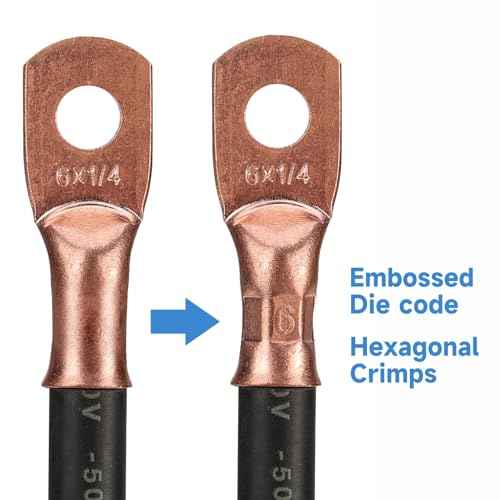 iCrimp IWS-50BN Battery Cable Terminal Crimping Tool Kit for 8, 6, 4, 2, 1, 1/0AWG Battery Cable Lugs, with Battery Cable Cutter and Wire Stripper