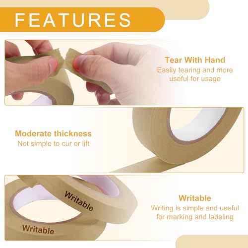 1 Pc 1 Inches x 60.1 Yards Universal Painters Tape - DIY Car Auto Paint for Masking Tape No Residue - Crepe Paper Brown
