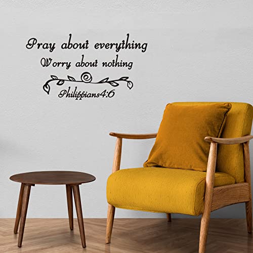 Pray About Everything Worry About Nothing Philippians 4:6 Vinyl Wall Decal Bible Verse Quote Religious Art Letters Home D?cor
