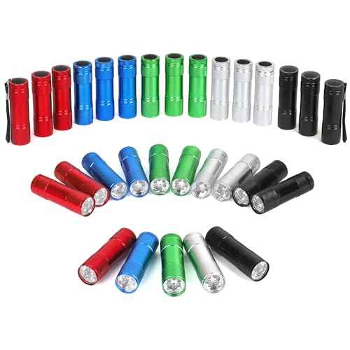 FASTPRO 30-Pack Flashlights Set, Aluminum 6-LED Flashlights Include AAA Batteries & Lanyard, for Party Favors, Camping, Hurricane Supplies