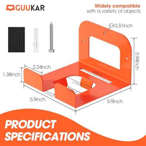 Weedeater Rack, Garage Organization Wall Hangers, Garden Tool Organizer Metal Trimmer Rack, Heavy Duty Hooks for Grass Trimmer, Hedge Trimmer, Garage Tools Storage, Orange 2-Pack