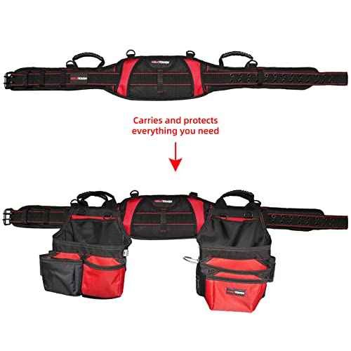 MELOTOUGH Padded work belt Comfortable Tool Belt with D rings£¬Heavy Duty Work Belts with handle strap for electrical,construction,plumber,carpenter (XXL)