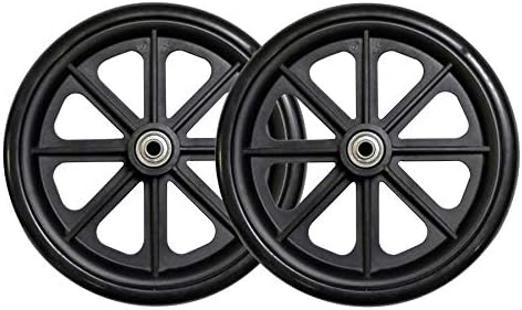Caster Wheel, Hard Rubber Tire, 8" x 1"- 2 3/8" Hub Width; Fits Most Sunrise, Medline, Drive, Invacare, E&J, Guardian, ALCO & Other Manual Wheelchairs (Black, 5/16" Axle, Wide Hub) One Pair