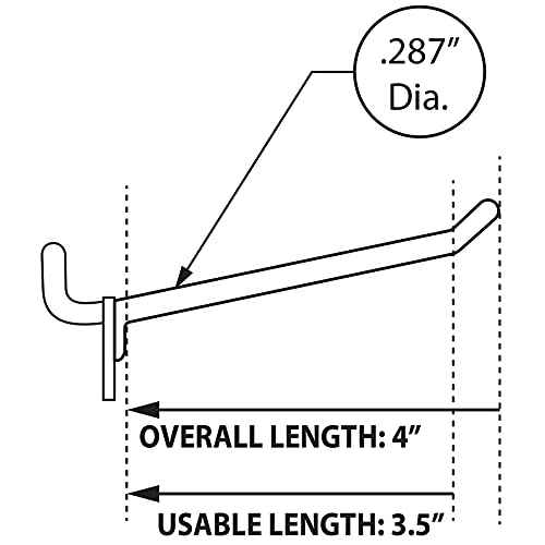 Azar Displays 800074-BLK 4-Inch Plastic Hook, 50-Pack,Black