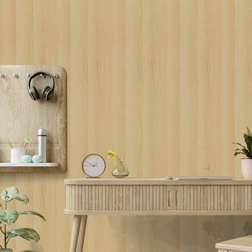 Wood Contact Paper Peel and Stick Wallpaper - Light Wood Grain Contact Paper Self Adhesive Removable Vinyl Film - Waterproof Natural Oak Wallpaper for Countertop Cabinets Table Drawer 15.7" x 118"