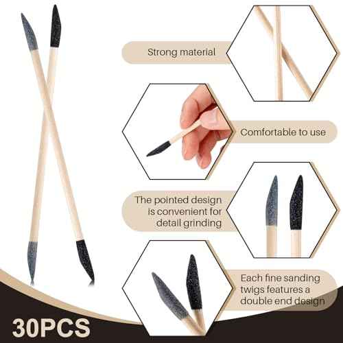 40 Pcs Model Sanding Sticks Set Include 10 Polishing Sticks Assorted 30 Double End Matchsticks Fine Detailing Sanding Twigs Coded Abrasive Tools for Tight Spaces Models(Double Angle)